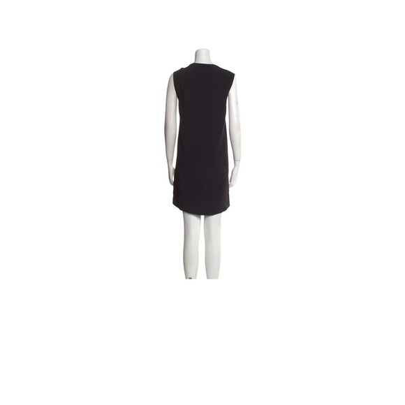 Helmut Lang V-Neck Mini Dress Women Size M Black Excellent Zip Back Shift Silk - Picture 2 of 4
